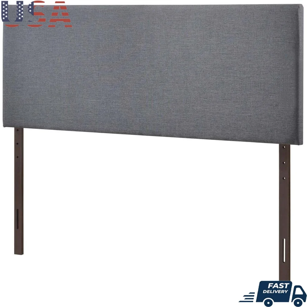 

Queen Upholstered Headboard Modern Design Fine Linen Fabric Solid Wood Mountable Contemporary Bedroom Furniture Assembly