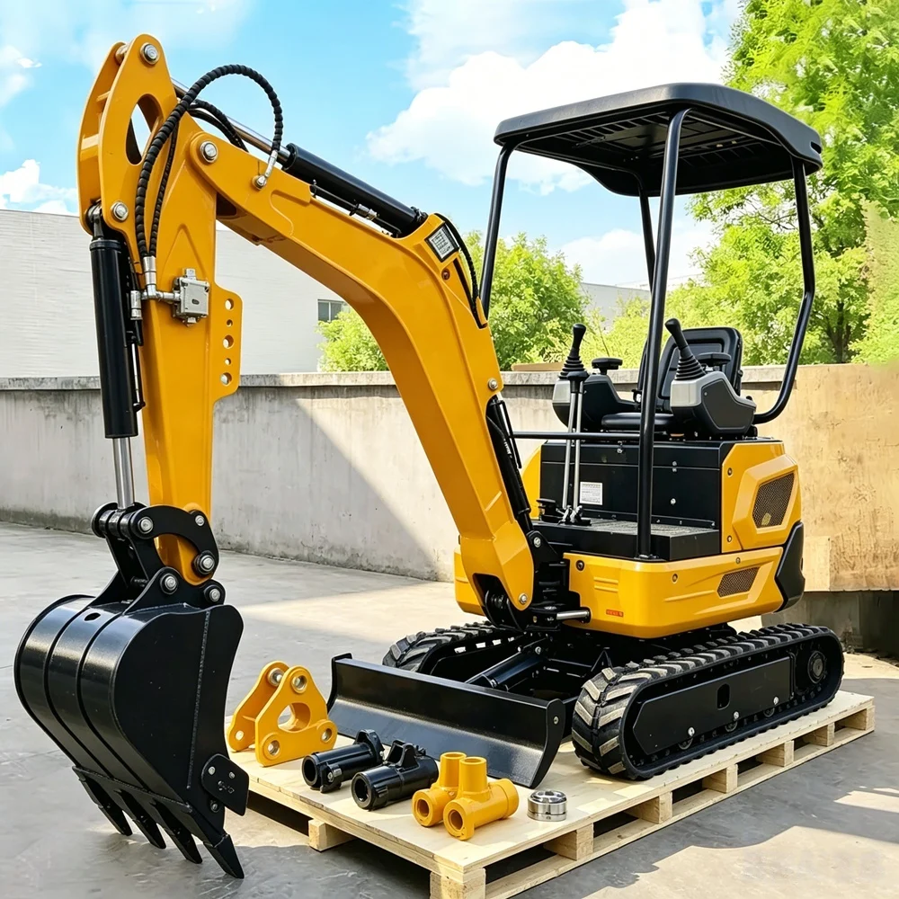 Factory Direct 1.0/0.8Ton Mini Excavator DiggersConstruction Equipment For GardenKoparka HydrauliqueSuitable Family Taller view 3