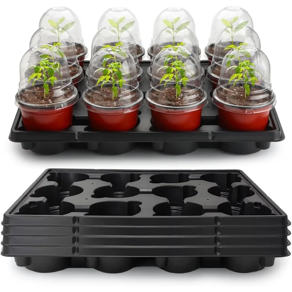 

4 Inch 60 Pack Nursery Pots with Humidity Domes & Seedling Trays, Sturdy Germination Set for Plant Propagation