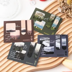 4 Style 2pcs/set Creative Magnetic Bookmarks Beautiful Landscape Book Pages Marker Students School Supplies Aesthetic Stationery