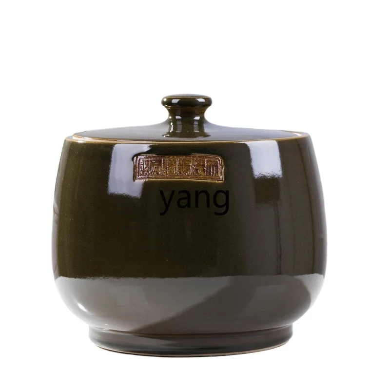 Yjq 10.00kg Ceramic Rice Jar with Lid Moisture-Proof Oil Tank Snack Dry Goods Brick Tea Storage Bucket Big VAT