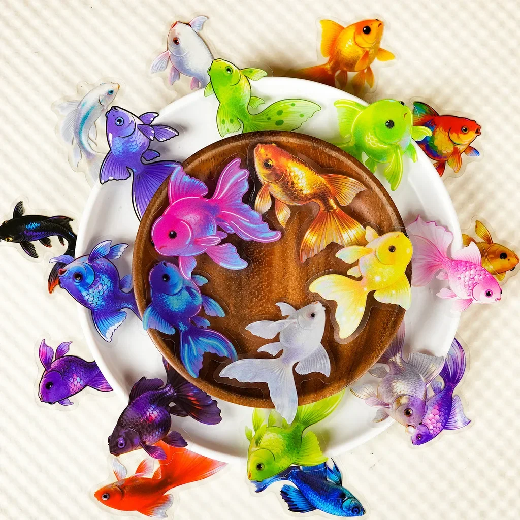 Clear PET Vibrant Goldfish Sticker Pack 56 Sheets, Aesthetic Aquatic Decorative Stickers for Scrapbook RecordingYourLife Store