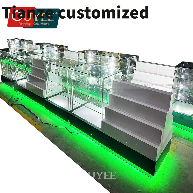 

Customized-Wooden Cabinet Smoke Shop Display Counter Smoke Shop In Glass Showcase Display Stand Smoke Shop