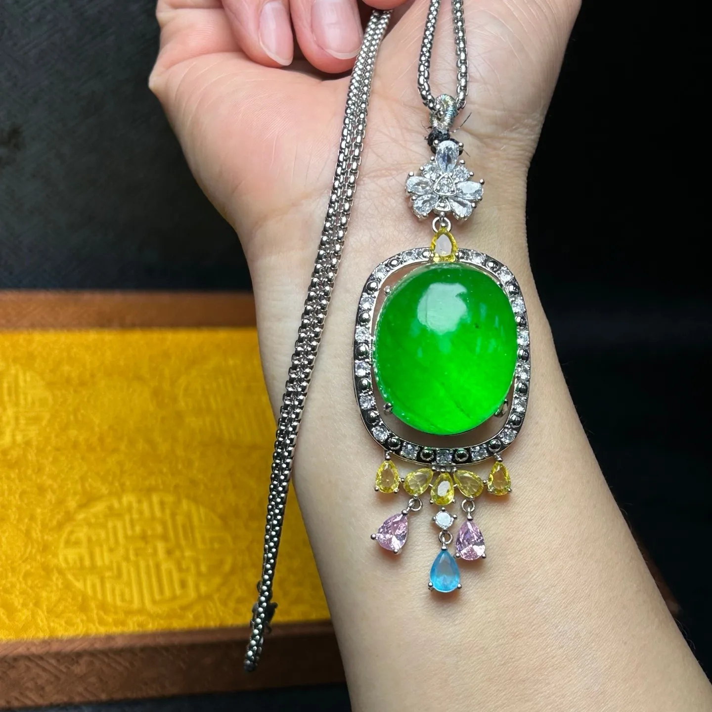 Real natural high Ice Green Jade Jadeite amulet Pendant&Necklaces