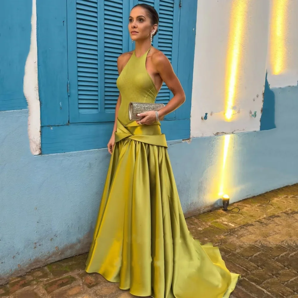 

Самые продаваемые вечерние платья без рукавов с бретелькой на шее, очаровательное платье для выпускного вечера с рюшами, изысканное вечернее платье с рюшами فساتين سهرة