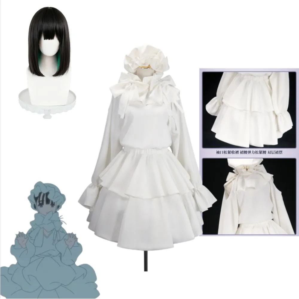 

Alien Stage Childhood Sua Cosplay Costume White Dress Full Set with Hat Scarf Accessories Adult Women Halloween Comic Con Outfit