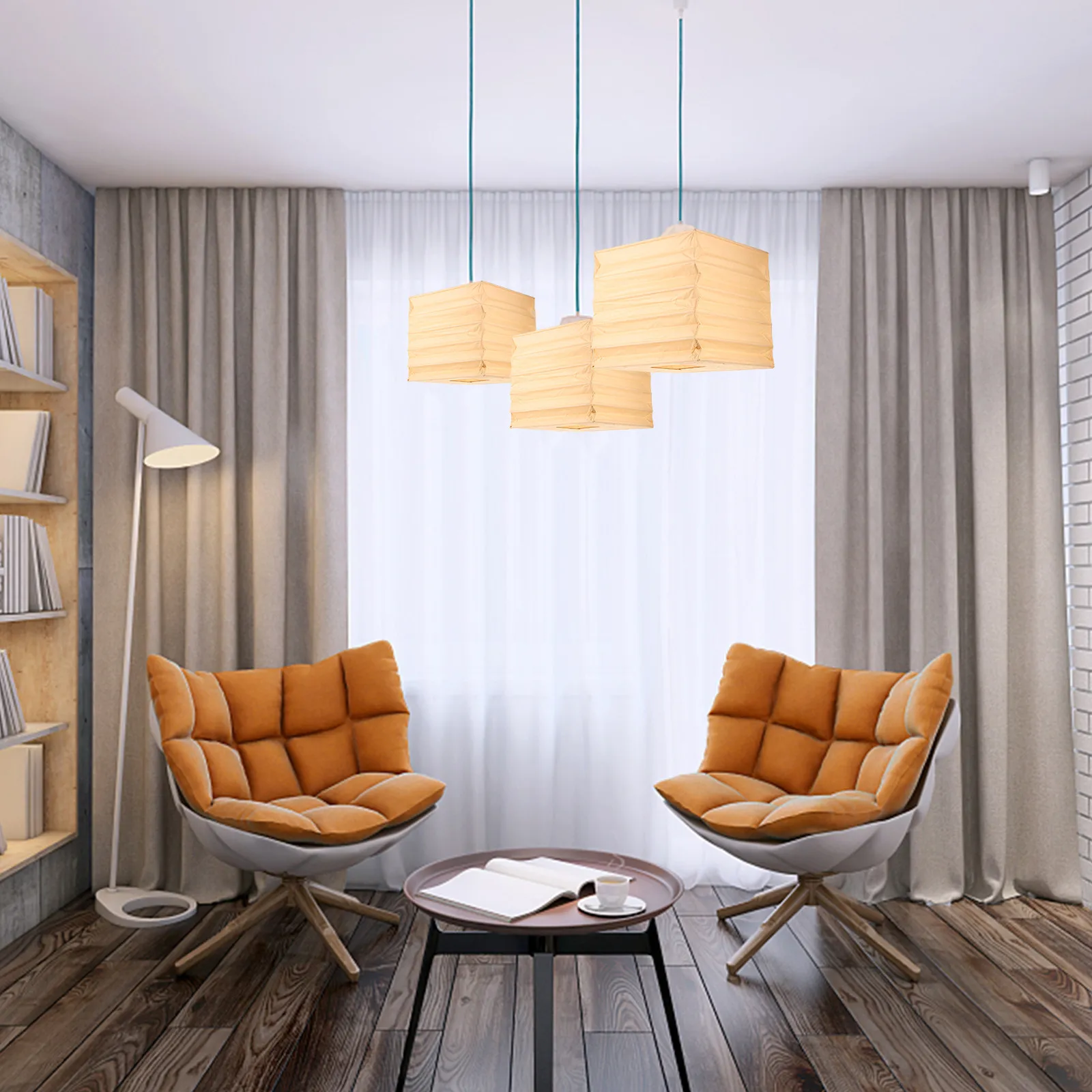 

Foldable Paper Lantern Lampshade Rustic Ceiling Lamp Shade Decorative Cover for Household Living Room Hotel Paper Lampshades