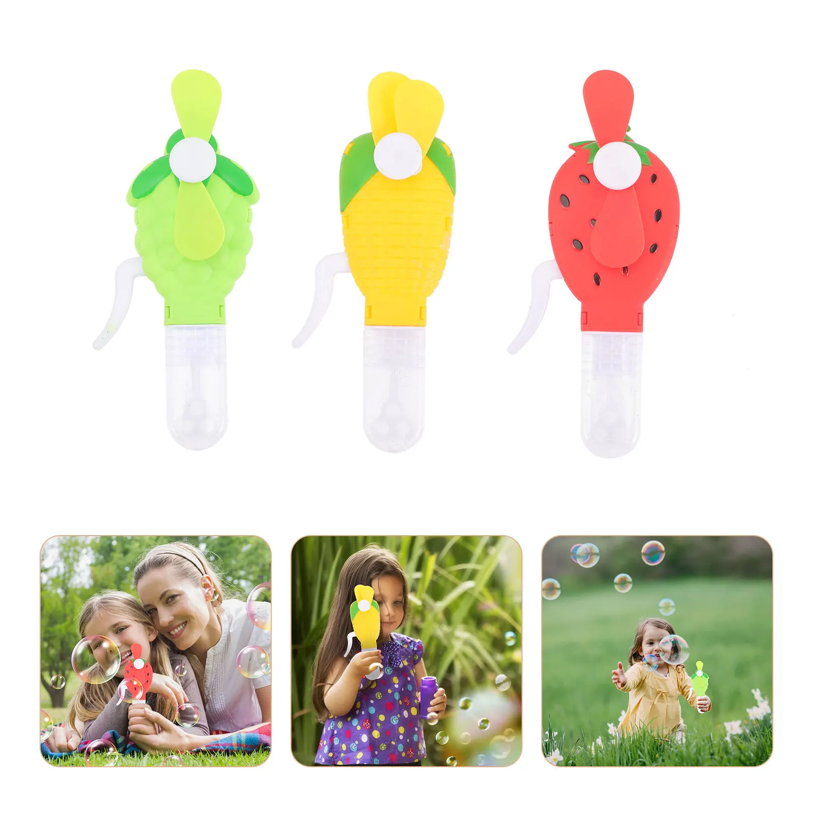 6 uds soplador de burbujas Mini ventiladores de mano estilo de dibujos animados fabricante de burbujas niños ventiladores de refrigeración portátiles uso al aire libre Mini ventilador para niños