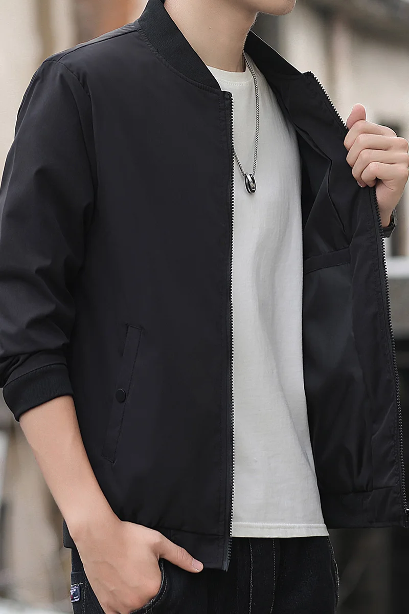 

Men's Simple Jacket with Baseball Collar Design, Casual and Fashionable