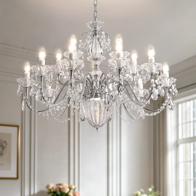 

French Chandelier, European-Style Villa, Candlelight, Living Room And Dining Room Lamp, Luxurious And Creative Vintage Chandelie