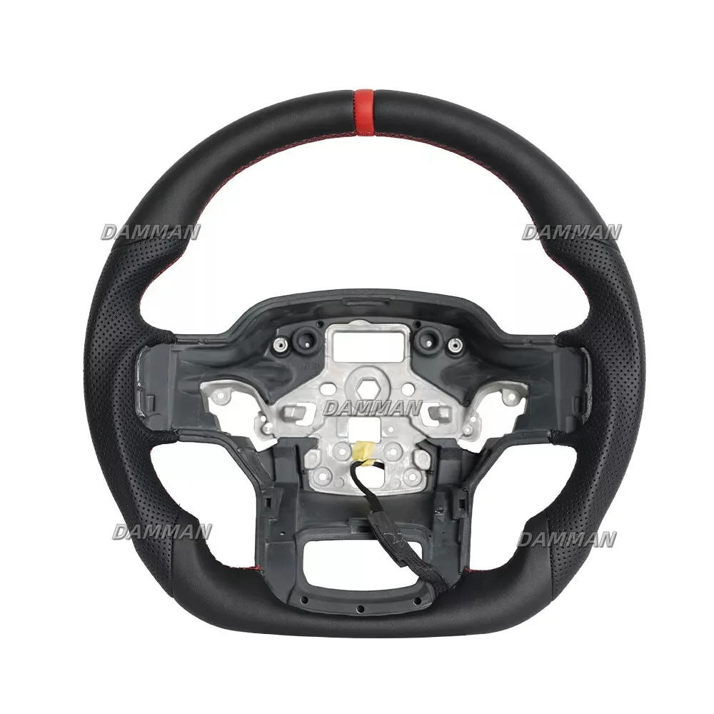 Full Leather Sport Steering Wheel For Ford F150 Raptor 2021 2022 2023 2024 Perforated Leather Steering Wheel  Car Accessories