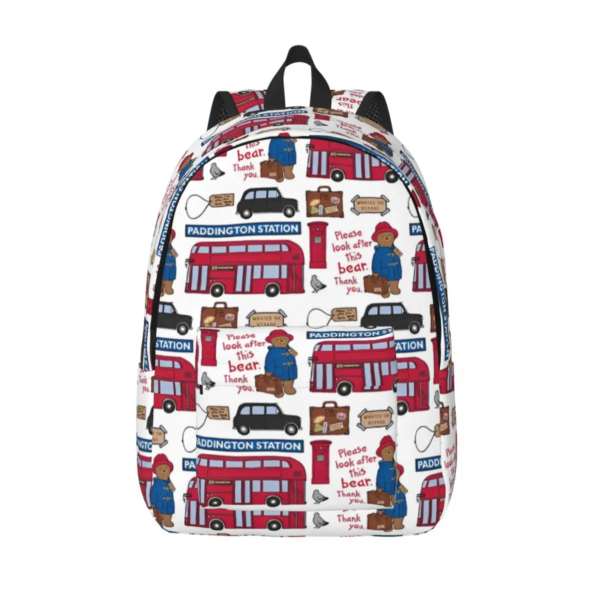 

Paddington Bear Backpack for Men Women Teenage High School Hiking Travel Daypack Brown Bear Laptop Computer Canvas Bags Sports