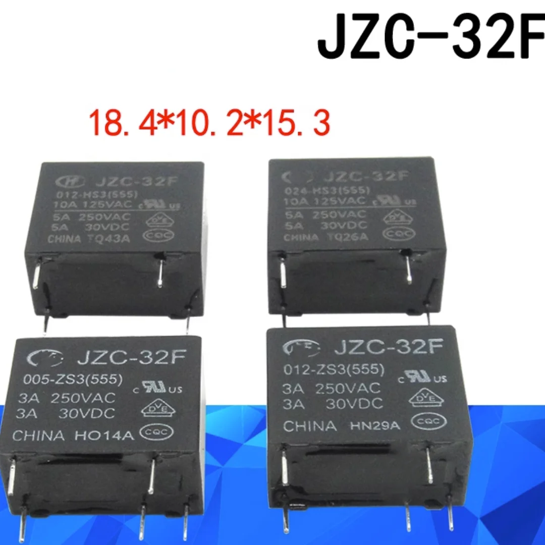 10PCS/LOT HF32F JZC-32F 5V 12V 24V JZC-32F-005-ZS3 JZC-32F-012-ZS3 JZC-32F-024-ZS3 3A 250VAC 5PIN Power Relays