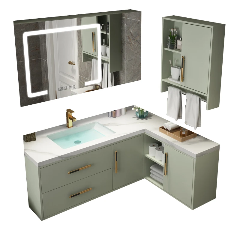 

Combination of bathroom cabinets, solid wood wash basin, customized Nordic minimalist irregular wash basin, bathroom