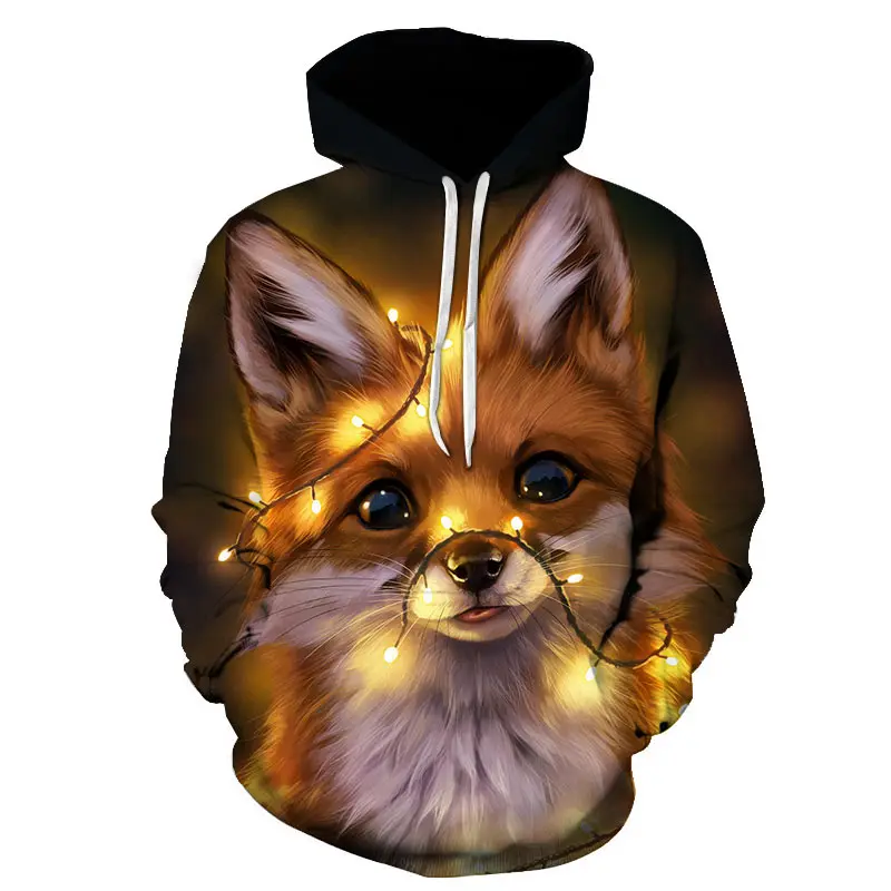 

Fox Pullover Sweatshirts Animal 3d Print Men/Women Casual Long Sleeves Hoodies Children Cartoon Coat Oversized Unisex Clothing