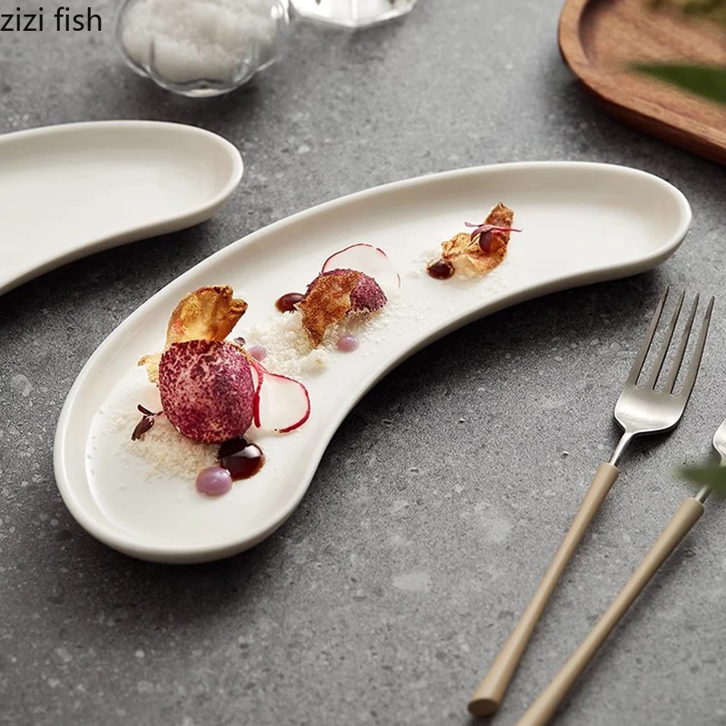 طبق من البورسلين الأبيض طبق تقديم من السيراميك طبق السوشي الحلوى طبق للوجبات الخفيفة ديم سوم طبق المطبخ الجزيئي مطعم أدوات المائدة #1