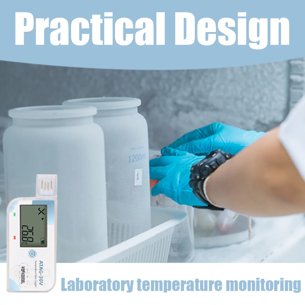 Temperature Data Logger ATAG-30V Reusable Built In Battery 180 Days Storage USB Recorder For Refrigerated Cargo Pharmaceutical