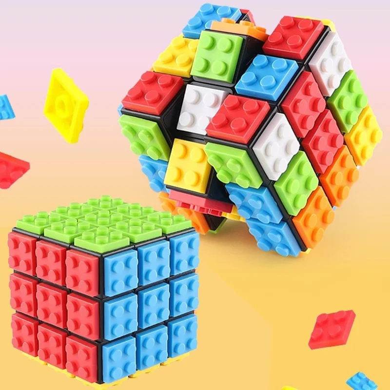 3x3 Brick Speed Cube with Building Blocks, Mini Toy Included, Compatible with Lego Cube, Educational Toy