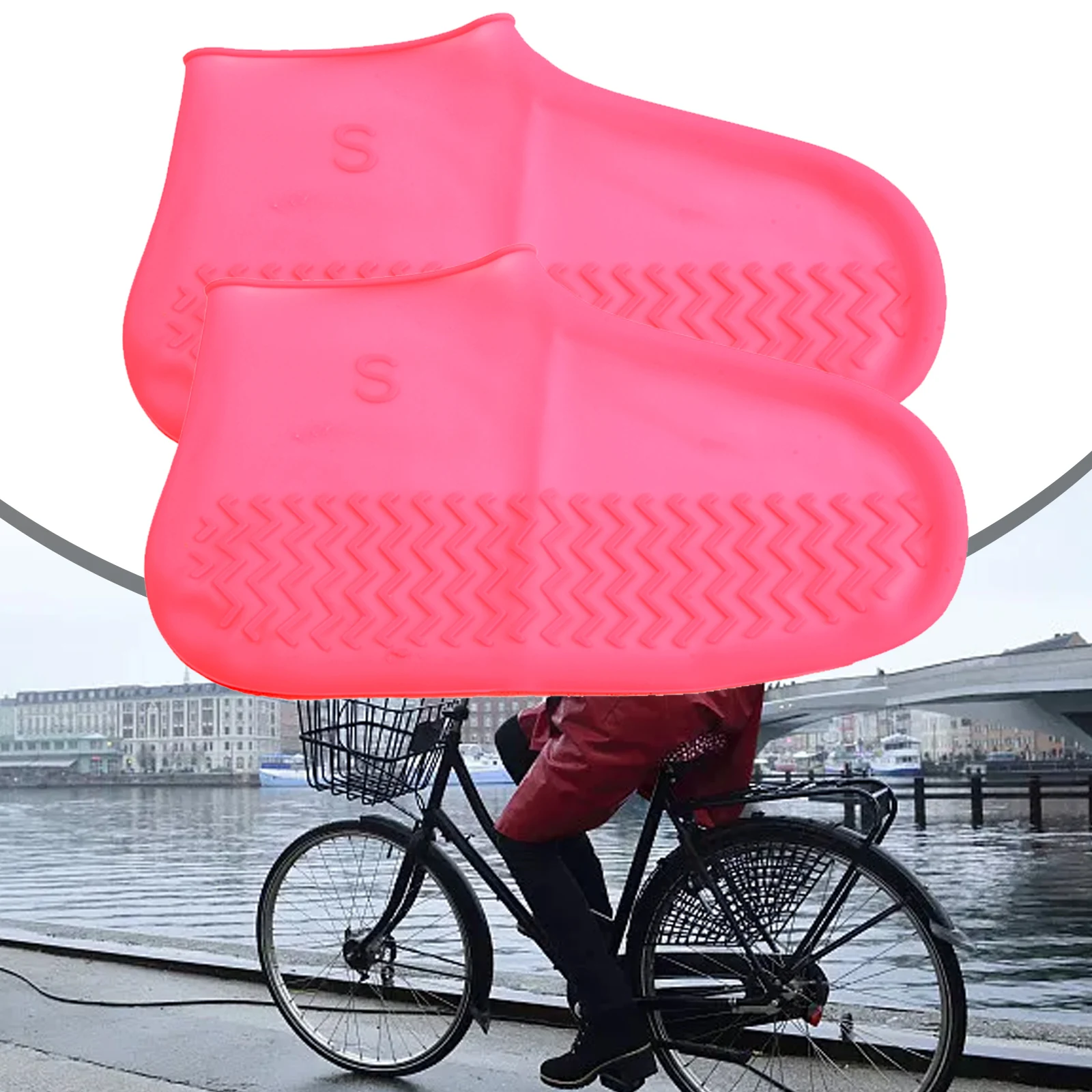 Silicone Shoe Cover Rubber Overshoes Fits For Rainy Days Silicone Anti Slip Overshoes Camping Hiking Parts Wear-resistant