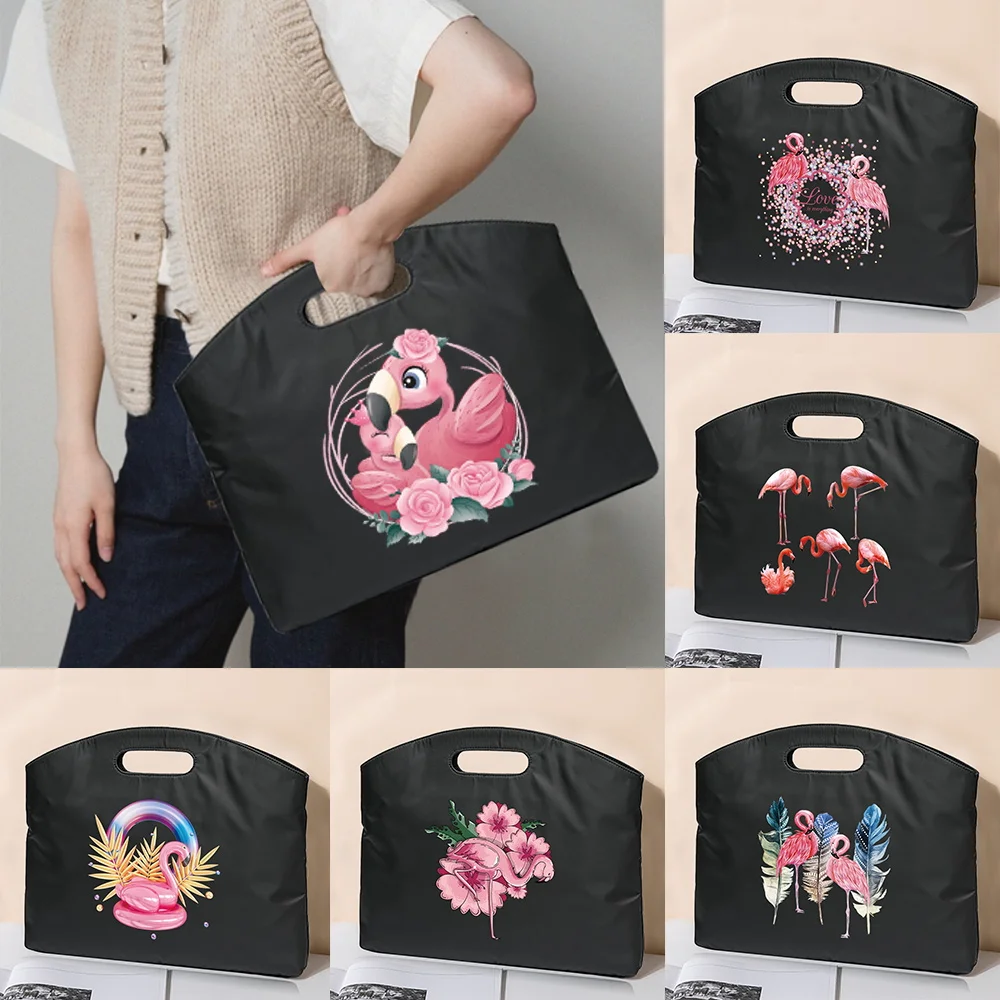 

New Briefcase Portable Document A4 Office Bag Flamingo Print Handbag Information Bag Laptop Totes Case Sleeve Meeting File Bags