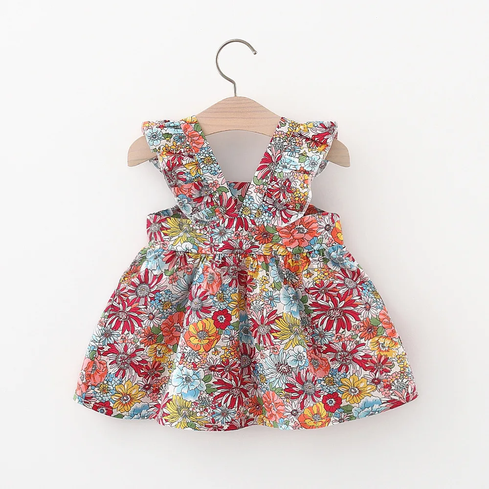 Summer Cotton Baby Dress Flower Printed Dress Hawaiian Style Baby Clothes Send Bag image 3