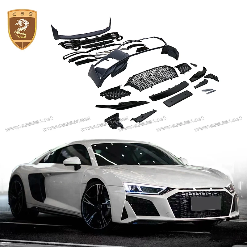 

For Audi R8 2016 2017 2018 2019 2020 2021 Old Upgrade New Style Car Front Rear Bumper Grille Assembly PP Material Bodykits