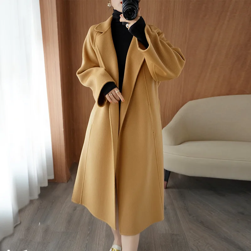 Vintage Cardigan Coats for Women, Casual Loose Jackets, Turn-Down Collar, Mid-Length Streetwear, Female Outerwear, Autumn Winter