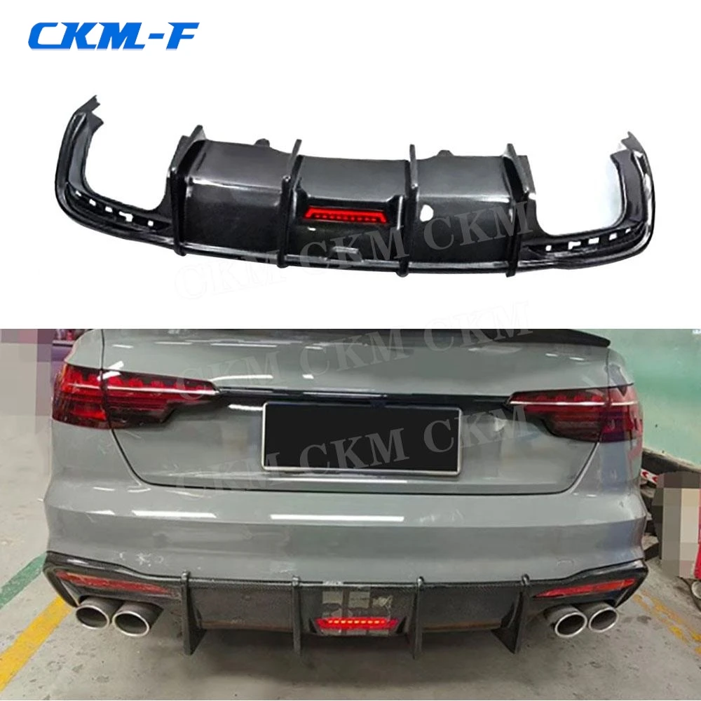 

Carbon Fiber Bodykits Rear Bumper Lip Diffuser with LED Light for Audi A4 S4 Sline B10 Sedan 2020 2021 2022 Car Accessories