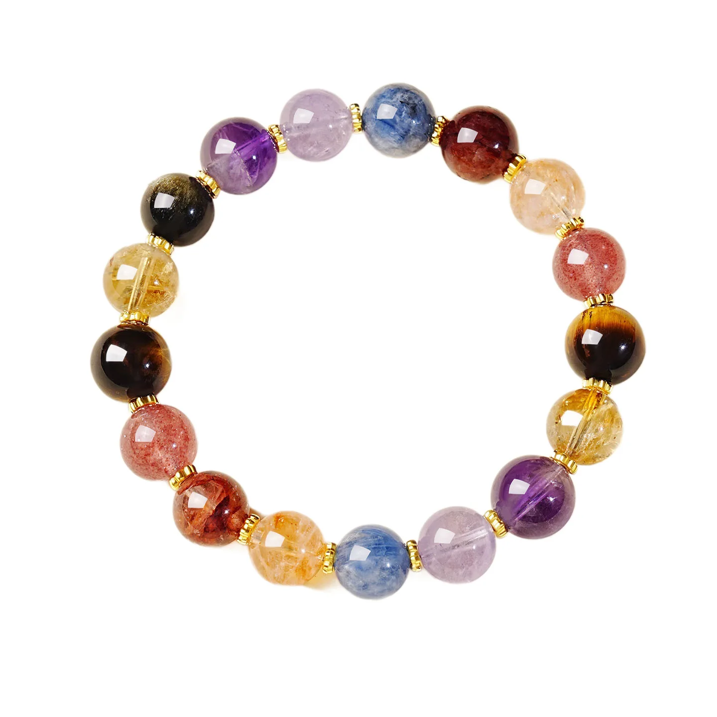 Natural Multi-Treasure Energy Yellow Rutilated Quartz and Aquamarine Wealth Bracelet for Women, Niche Design, Birthday Gift