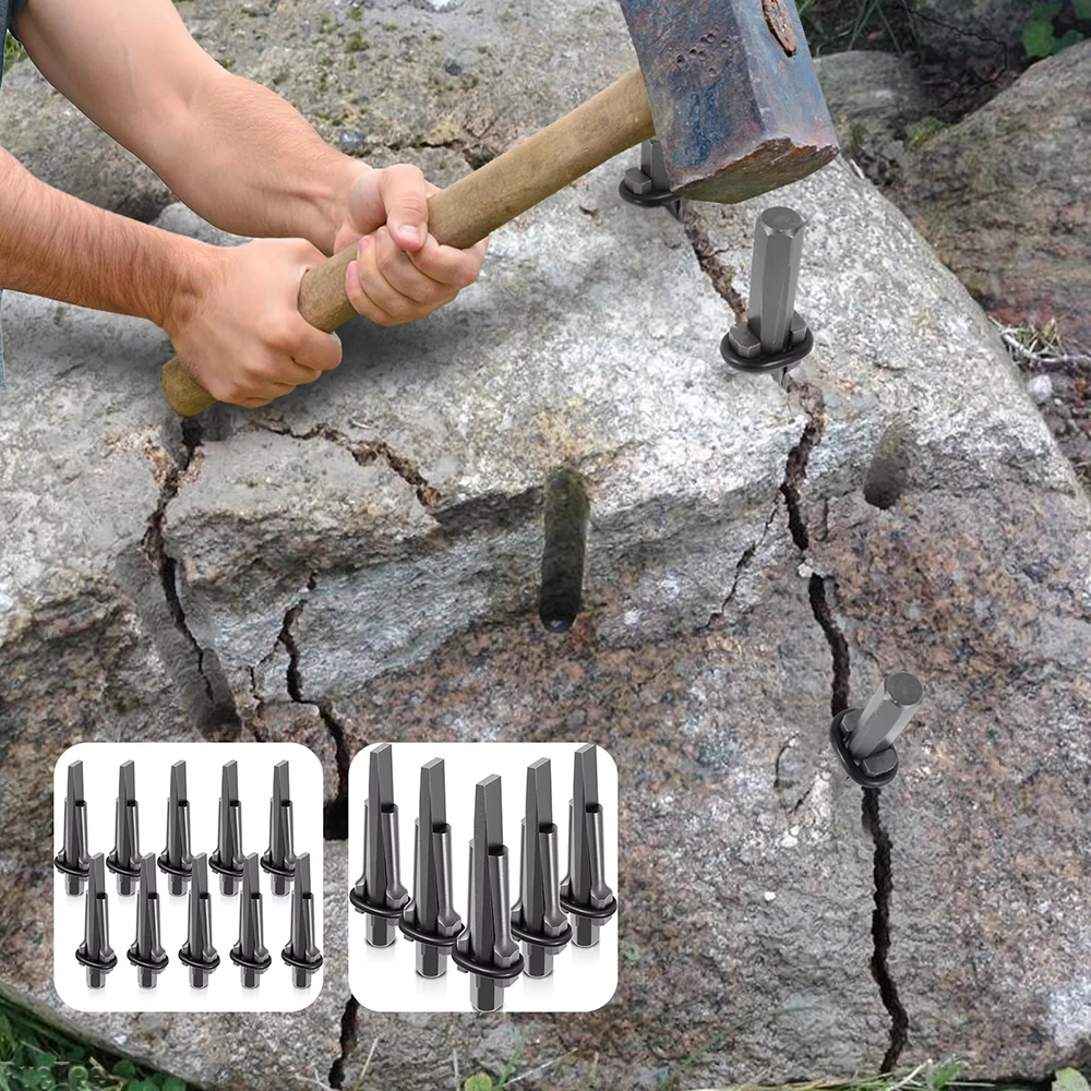 5Pcs 10Pcs Stone Splitter Heavy Duty Plug Wedge Feather Shims Stone Expansion Tool For Granite Marble Separator Hand Tool Sets