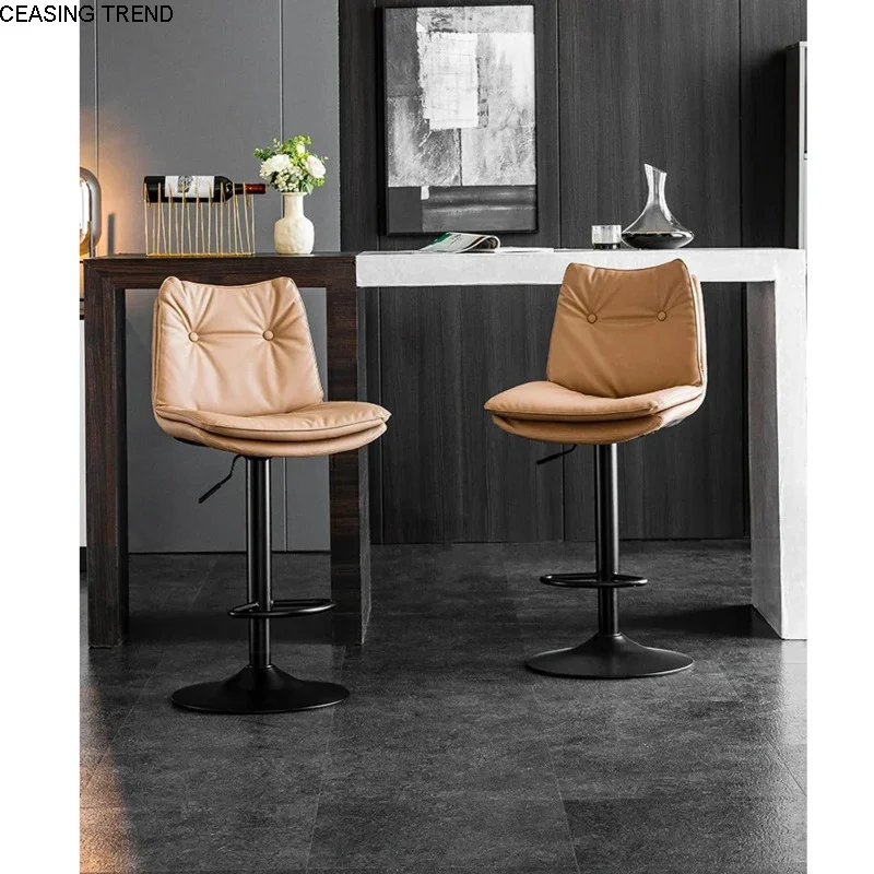 Swivel Bar Chair Modern Luxury Living Room Nordic High Stool Bar Stools Backrest Height Adjustable Counter Stool Bar Furniture