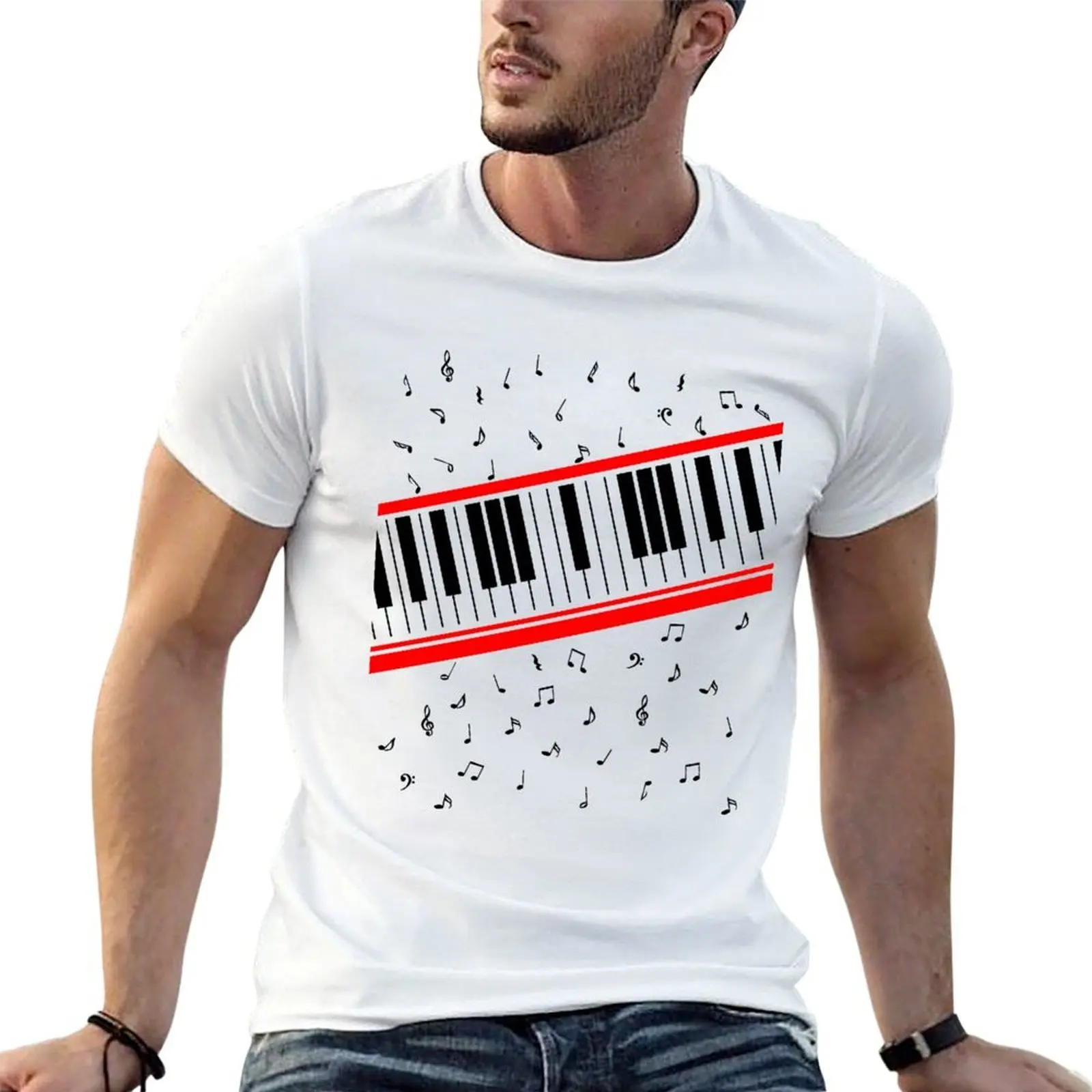 

Piano Keyboard Music Notes T-Shirt t shirt man cotton t shirts for man graphic vintage t shirt man designer T-Shirt