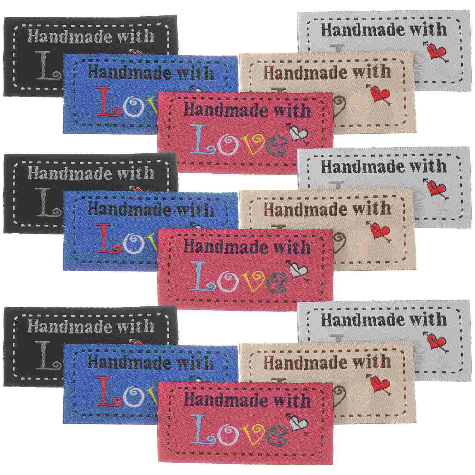 100 Pcs Love Woven Label Handmade Tags Personalized for Items Crochet Supplies Attractive Cotton with