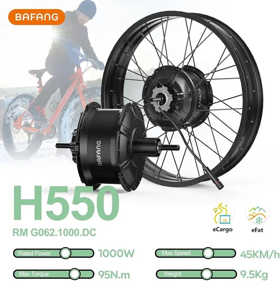 48V1000W Rear Hub Motor Kit - Snow Ebike Conversion Kit for 20"/26" Fat Tire Rear Wheel Bikes for Snow/Beach Bikes Electr image 2