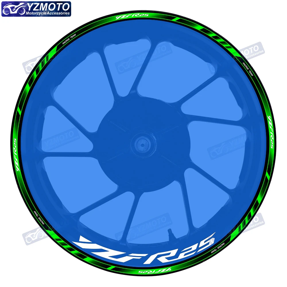

Для мотоцикла YZF R25 YZF-R25, передняя и задняя 17-дюймовая наклейка на ступицу гоночного колеса, украшение, светоотражающие водонепроницаемые наклейки на обод