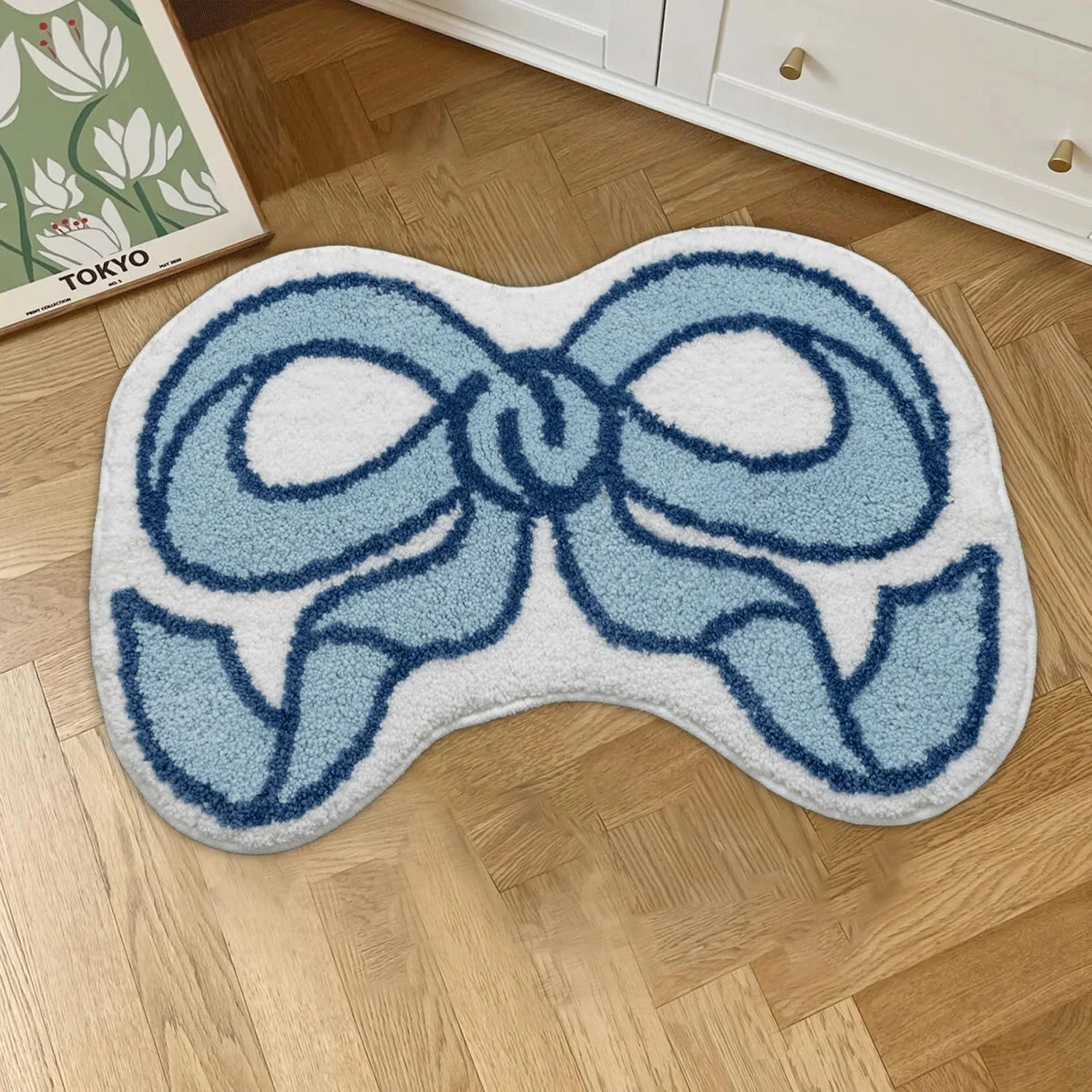 VIKAMA Kreativer Schleifenteppich für Wohnzimmer, Schlafzimmer, Küche, Badezimmer, saugfähig, maschinenwaschbar, Fußmatte, Heimdekoration, Mattente – Detail 4