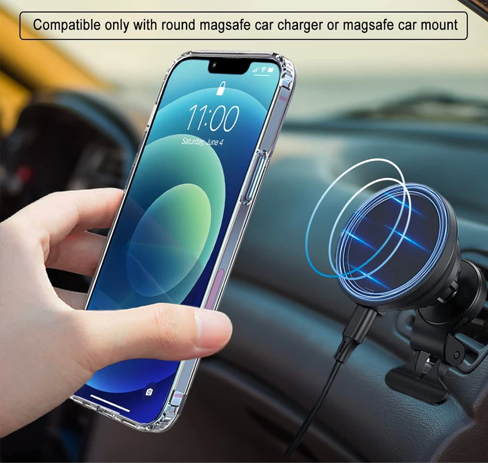 Clear Magnetic Phone Case for iPhone 16 15 14 Pro Max 13 12 11 Mini with Kickstand for MagSafe Wireless Charging Back Cover