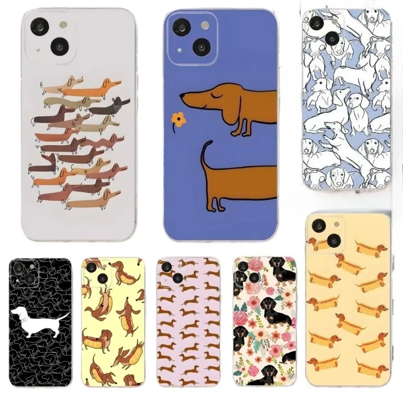 

Dachshund Dog Love Transparent Phone Case For iPhone 16 15 11 12 14 13 Pro Max Mini X XSMax XR 7 8 Plus SE4 16e Silicone Covers
