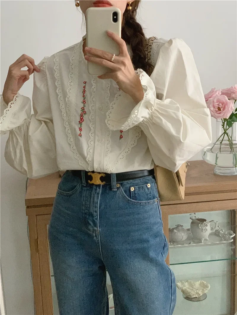 Summer Women Blouse Spring Shirt Female Woman Blouse Maxi Blusas Chiffon Casual Elegant Vintage Long Sleeve Oversize Loose White