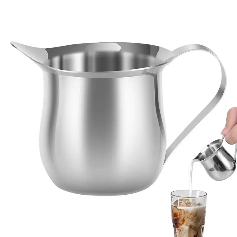 Milk Frothing Pitcher Stainless Steel Small Bell-Shaped Milk Frothing Pitcher Coffee Frothing Jug for Barista Coffee Accessories