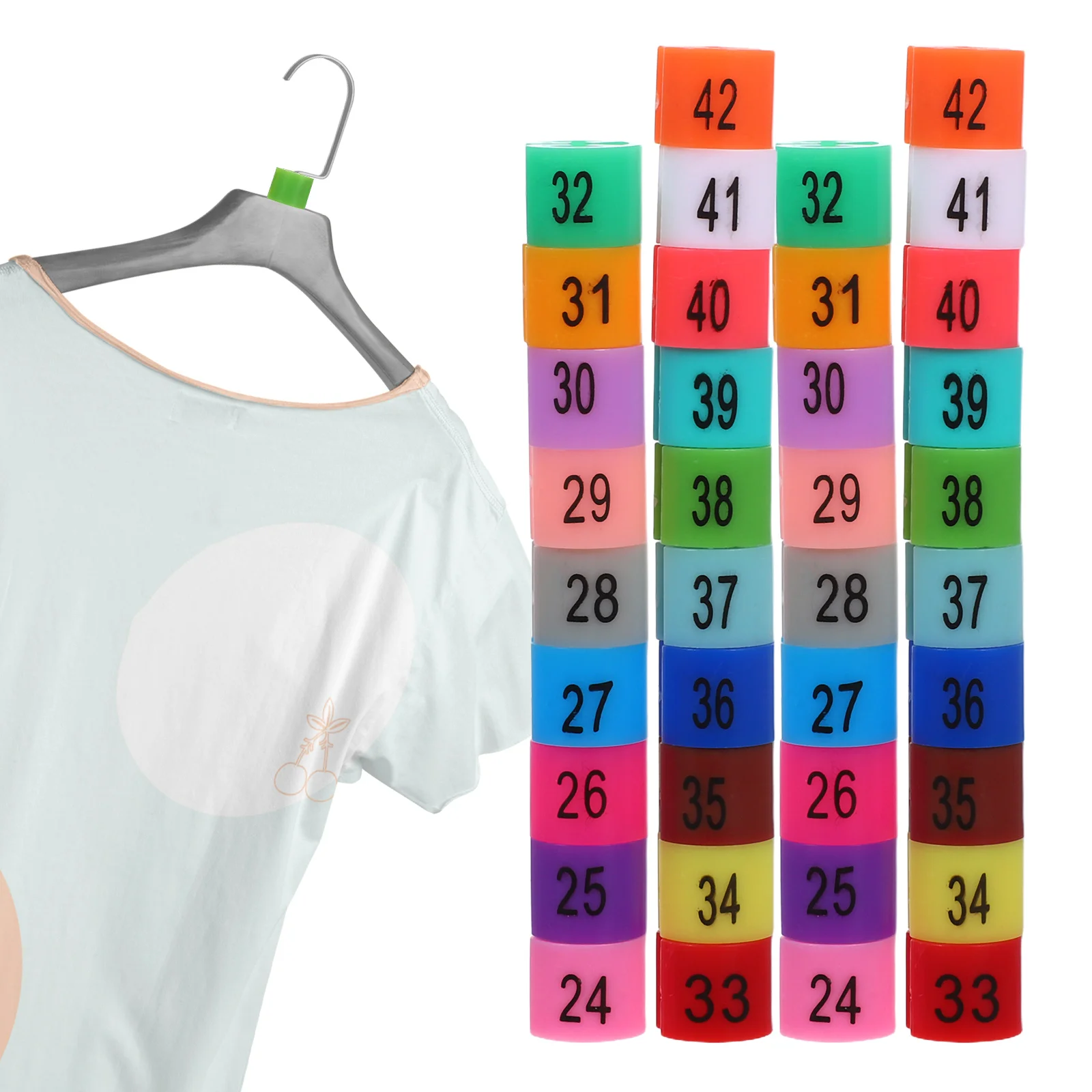 

180pcs Colorful Plastic Size Tags For Clothes Hangers Sturdy Round Number Markers Clothing Garment Retail Store Sorting Closet