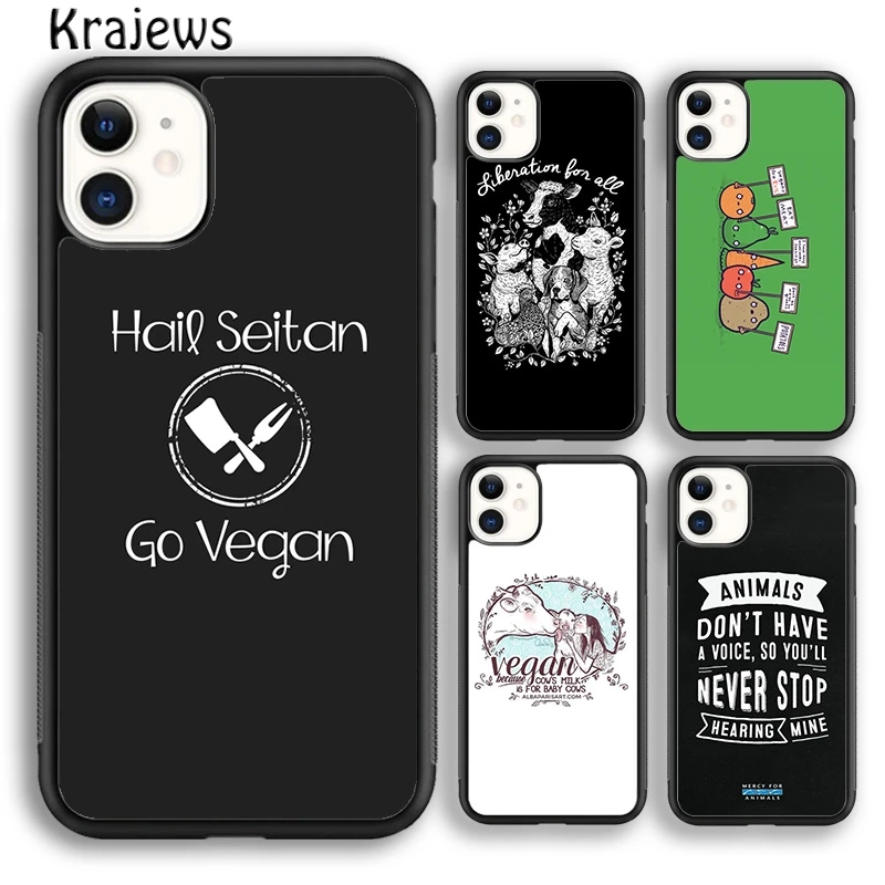 Krajews Go Vegan Food Vegetarians VEGGIE Phone Case Cover For iPhone 16 15 14 plus XS XR 11 12 mini 13 pro max Fundas