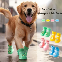 Rainshoe de borracha antiderrapante impermeável para animais, sapato ao ar livre, botas de tornozelo, acessórios para animais, cães e gatos pequenos, médios e grandes, 4PCs