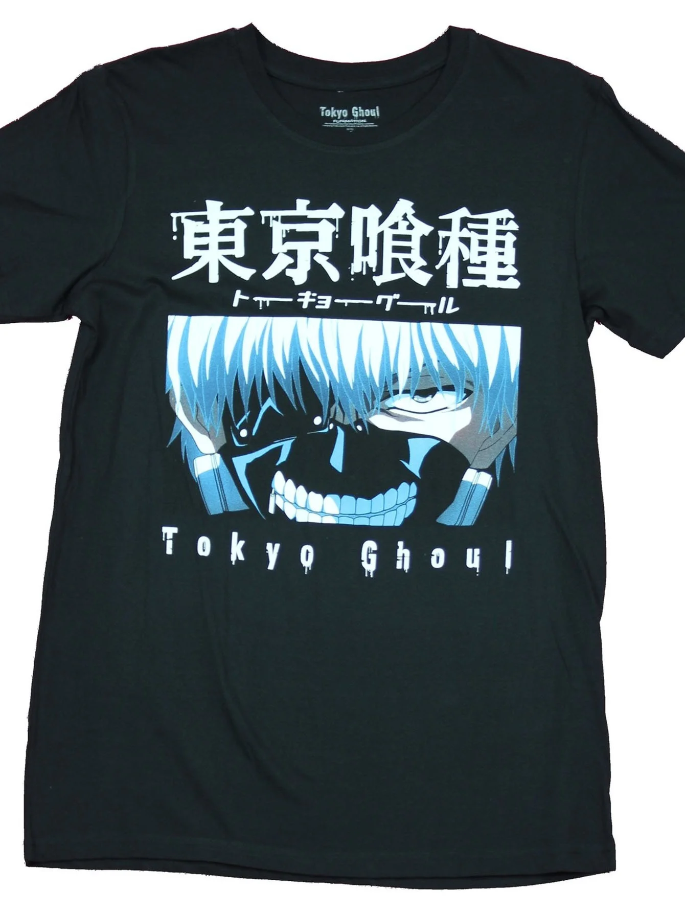 Мужская футболка Tokyo Ghoul - улыбающееся лицо вурдалак под кадзи, название мужского подарка, забавные футболки Ugus, новые подарки, одежда для спортзала, мужская одежда