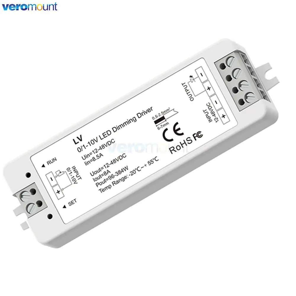 Mini 0/1-10V CV LED Dimming Controller 1 Channel DC 5V 12V 24V 36V PWM Conatant Voltage Output 8A 288W 1 Channel 0-10V Dimmer LV