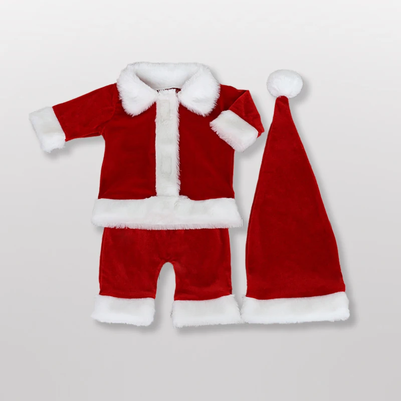 Newborn Baby Santa Clause Clothes Sets for Photography Red Velvet Boys Girls Xmas Clothing Outfits 3pcs Sets