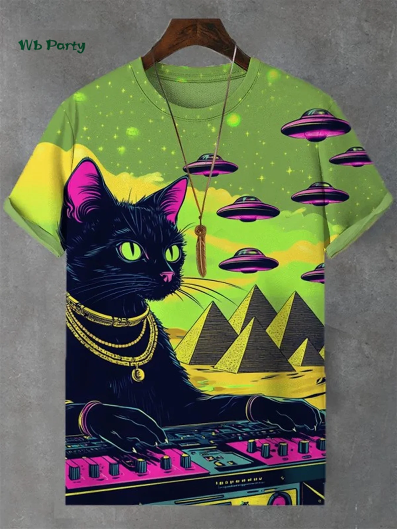 القط طباعة تي شيرت رجالي ثلاثية الأبعاد مضحك الحيوان نمط تي شيرتات قصيرة الاكمام المتضخم Y2k قمة الصيف الرجال اليومية الشارع ملابس كاجوال #2