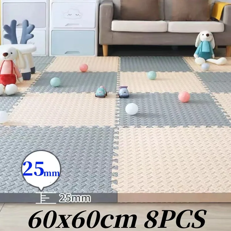 Foot Mat 60x60cm Floor Noise Mat 8PCS Thick 2.5cm Tatame Baby Play Mat Activities Mat for Baby Folding Carpet Game Puzzle Mat