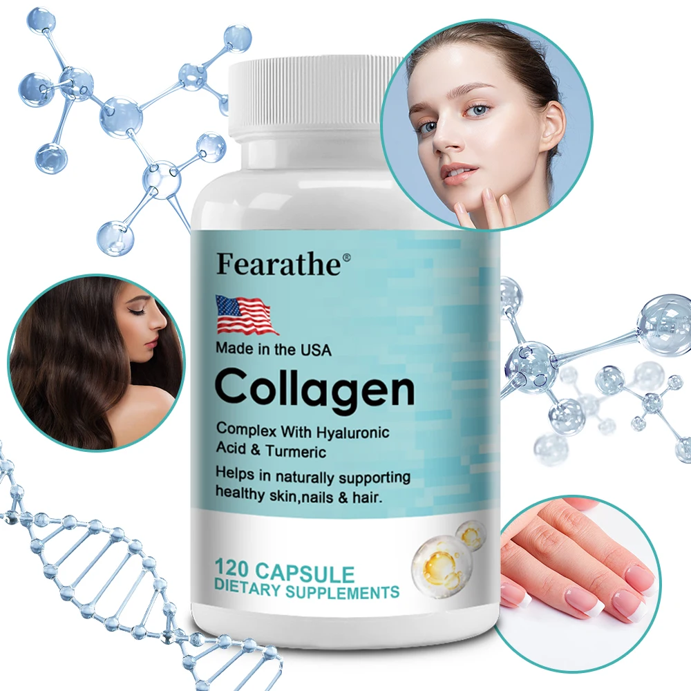 

Collagen Supplement with Hyaluronic Acid and Turmeric for Skin, Hair and Nails, Antioxidant