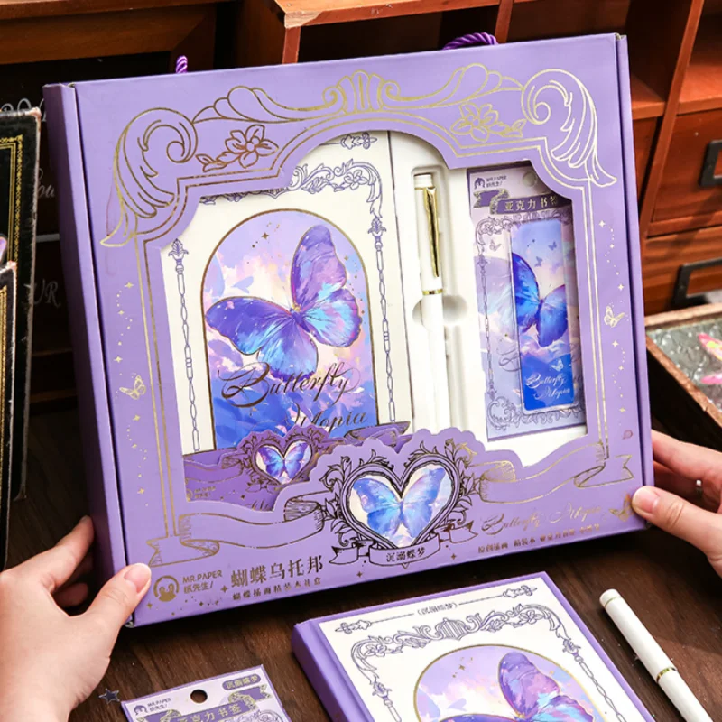 Butterfly Utopia Hardcover Journal Gift Box Set Illustrated Stationery Notebook for Graduation Holiday Student Gift